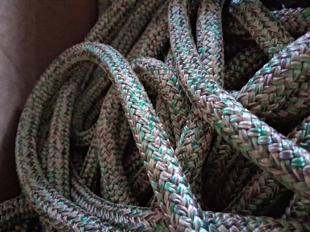 9/16 x 100 ft. Double Braid-Yacht Braid Polyester Rope. Green Blend Plus