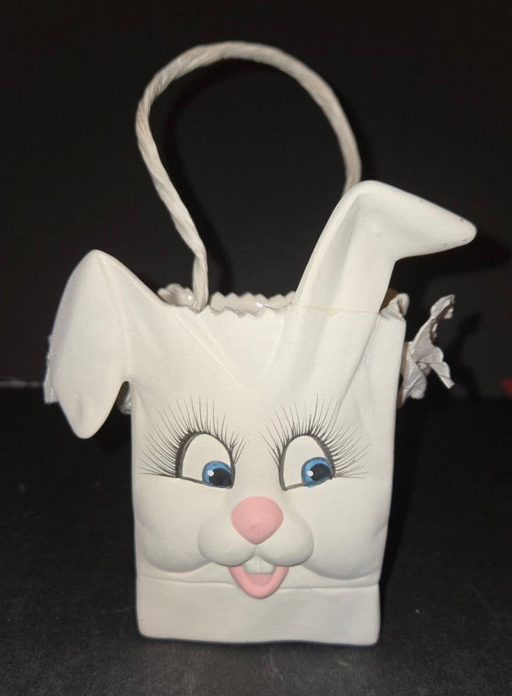Easter Bunny Rabbit Spring Ceramic Bag Anthropomorphic Scioto Mold 5.25"