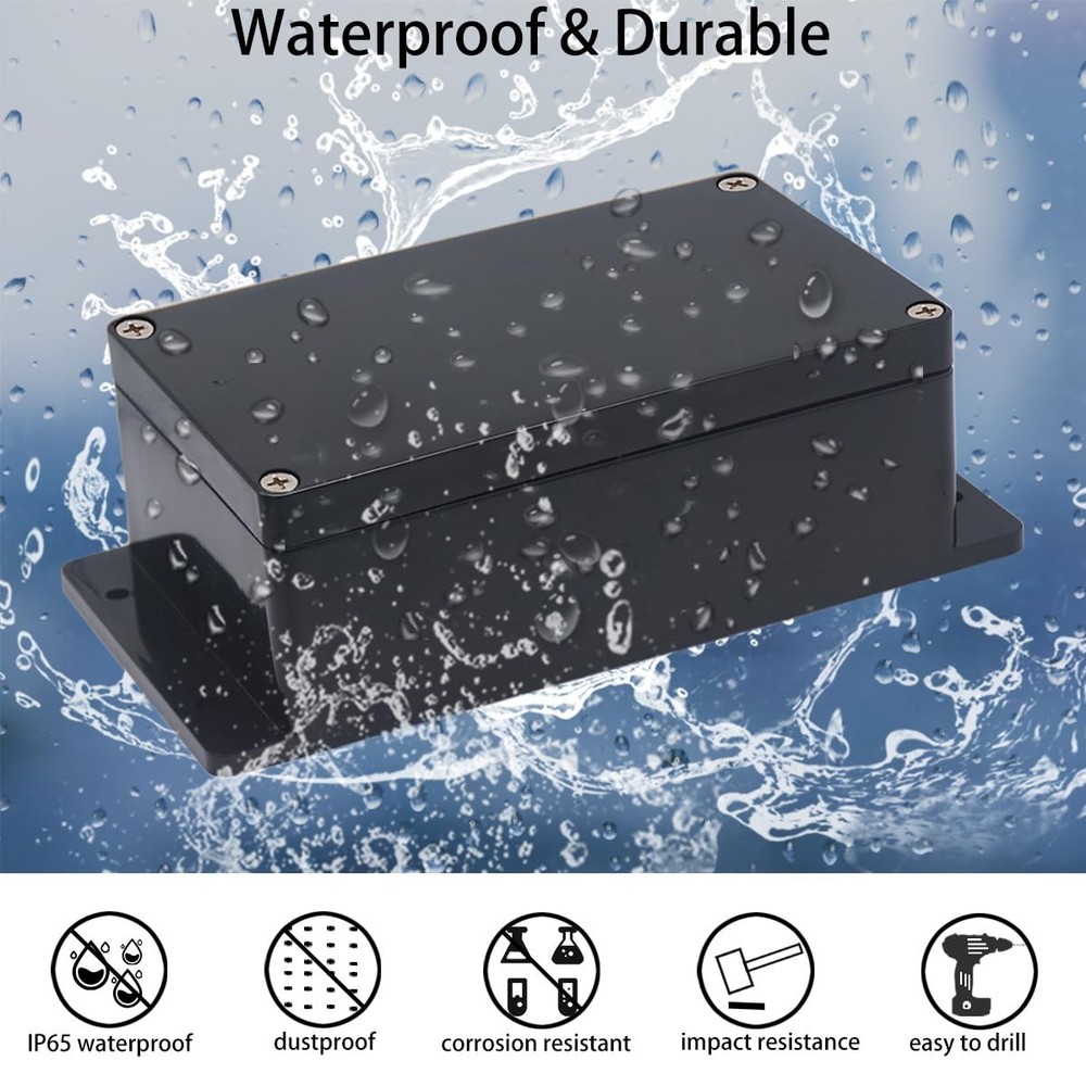 Junction Box IP65 Waterproof ABS Plastic 7.87x4.72x2.95, Fixed Ear Design