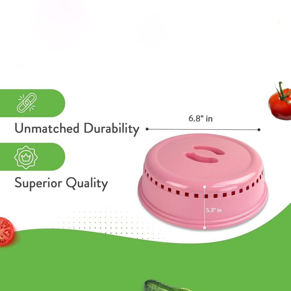 Microwave Splatter Shield, Cover, Dish Protector Lid, Pink