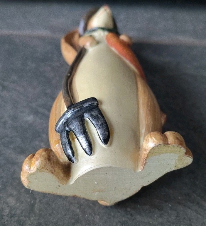 Bunny Rabbit Figurine Whimsical 8" Long Eared W/ Carrot Top Hat Easter Decor