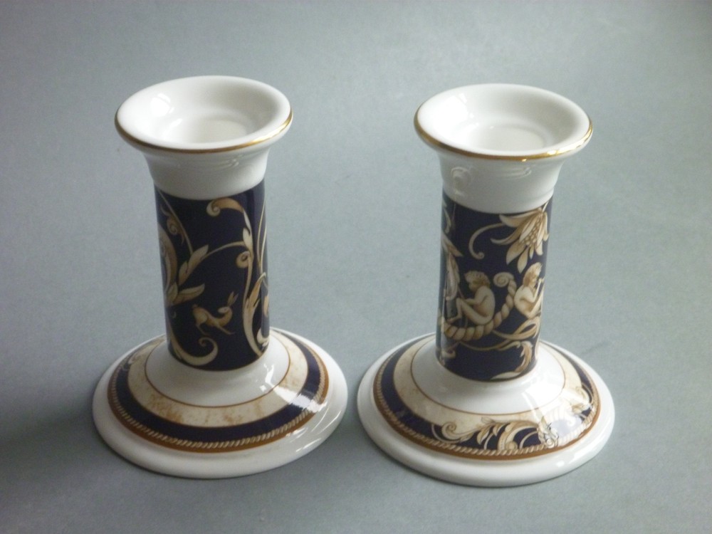 Wedgwood Cornucopia Clock & Candlestick Mantle Set