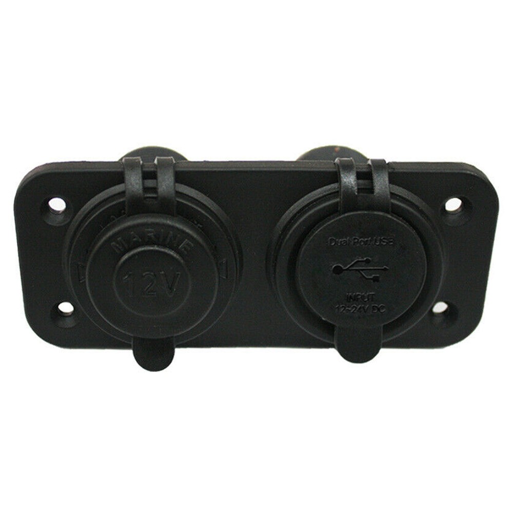 Power Outlet Flush Mount Dual USB Charger Socket 12V Cigarette Socket kit car
