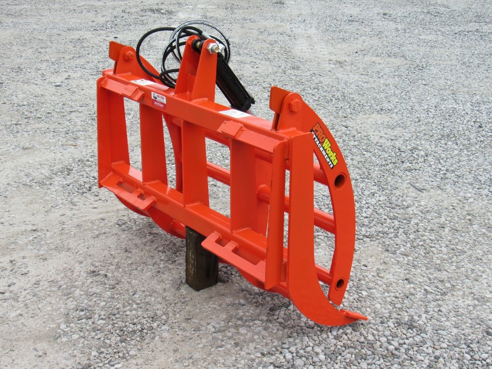 48" Compact Tractor Root Rake Clam Grapple Attachment Skid Steer Quick Attach