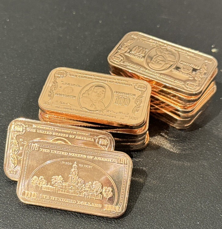 TUBE OF 20 X 1 OZ .999 FINE COPPER BARS BULLION 20 RANDOM PICK