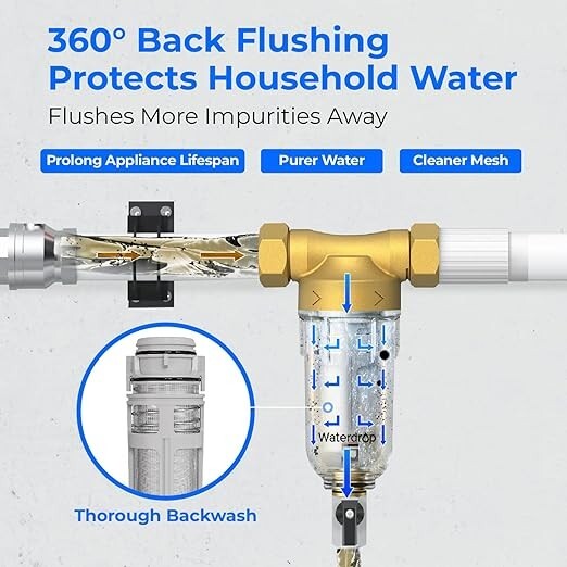 Waterdrop Spin Down Sediment Filter, Backwash Whole House Filter, Refurbished