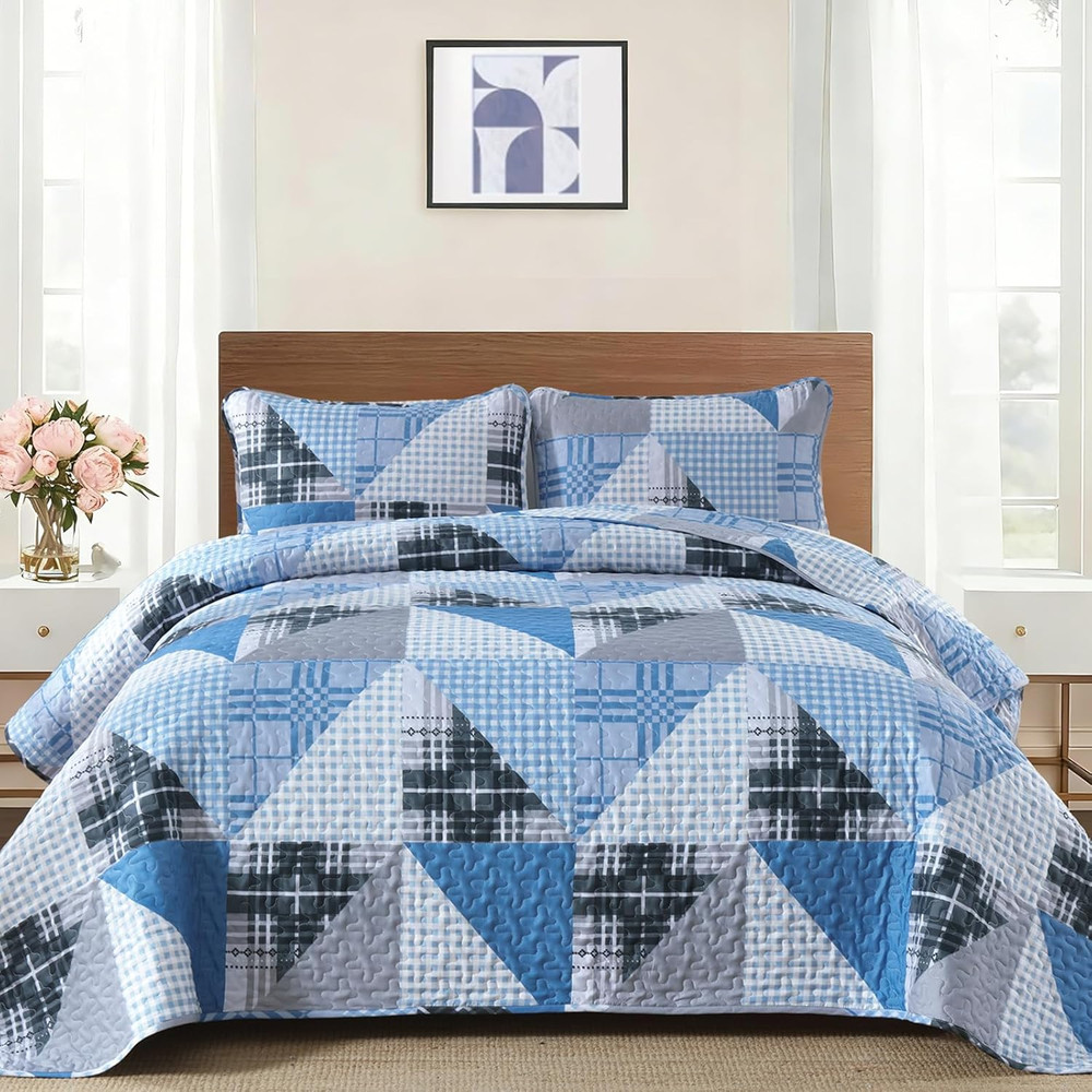 Plaid/Patchwork/Geometric,Soft/Lightweight Bedspread Coverlet Set - GG Home