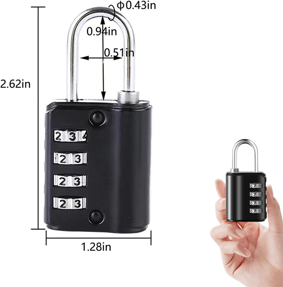 2 Pack Combination Padlock, 4 Digit Resettable Padlock with Keys, Combo Lock for