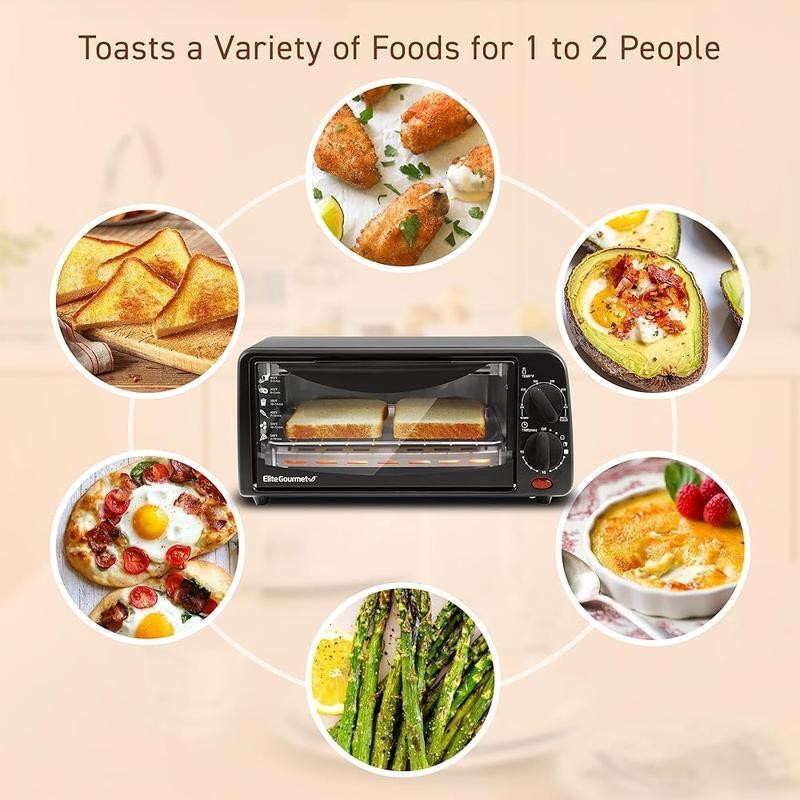 Personal Compact 2 Slice Countertop Toaster Oven with Adjustable Temperature
