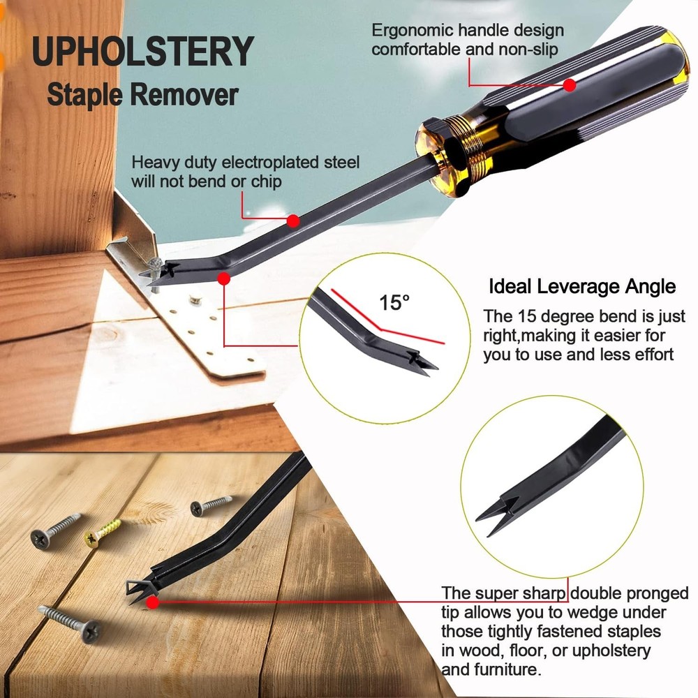 3Pcs Upholstery and Construction Staple Remover with Heavy Duty Staple Puller...