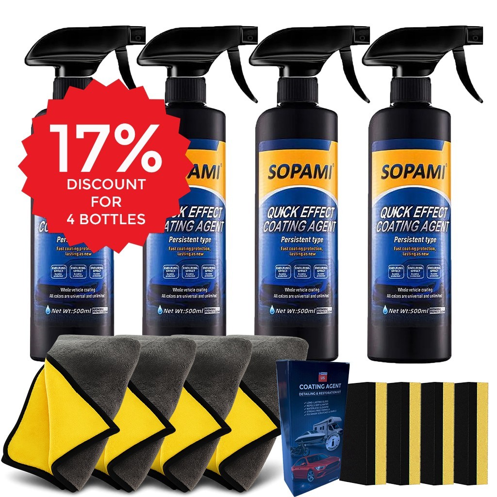 Sopami Car Coating Spray - 16.9 fl oz Waterless Ceramic Coating Car Wax (500ml)