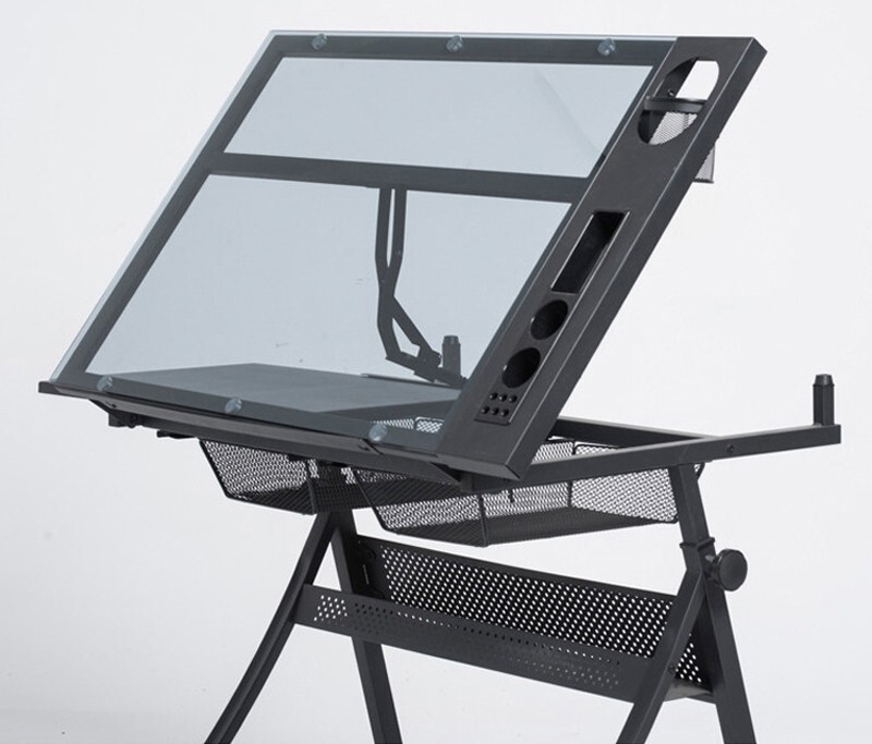 Adjustable Lifting Drawing Work Study Desk Drafting Table Station Tilting Glass