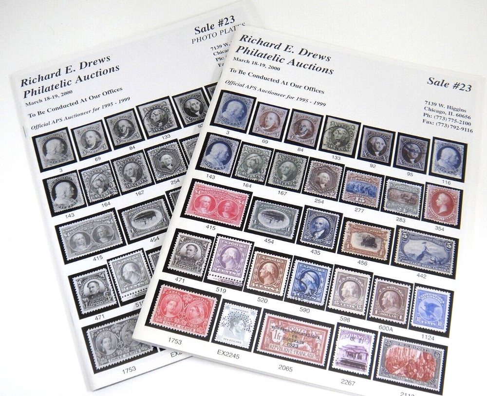 Richard Drews Stamp Auction Catalog 2000 Signed Die Proofs Reprints Reissues