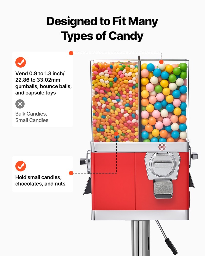 VEVOR Candy Vending Machine Four Compartment Candy Vending Machine with Stand