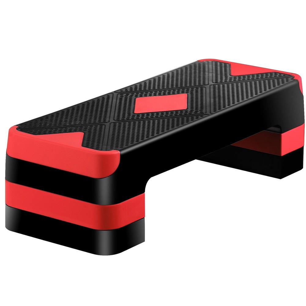26.5" Aerobic Step Platform Adjustable Exercise Workout Stepper w/4 Risers Red