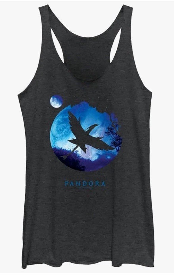 Avatar Pandora Planet Women L Fast Fashion Racerback Tank Top Grey Graphic Print
