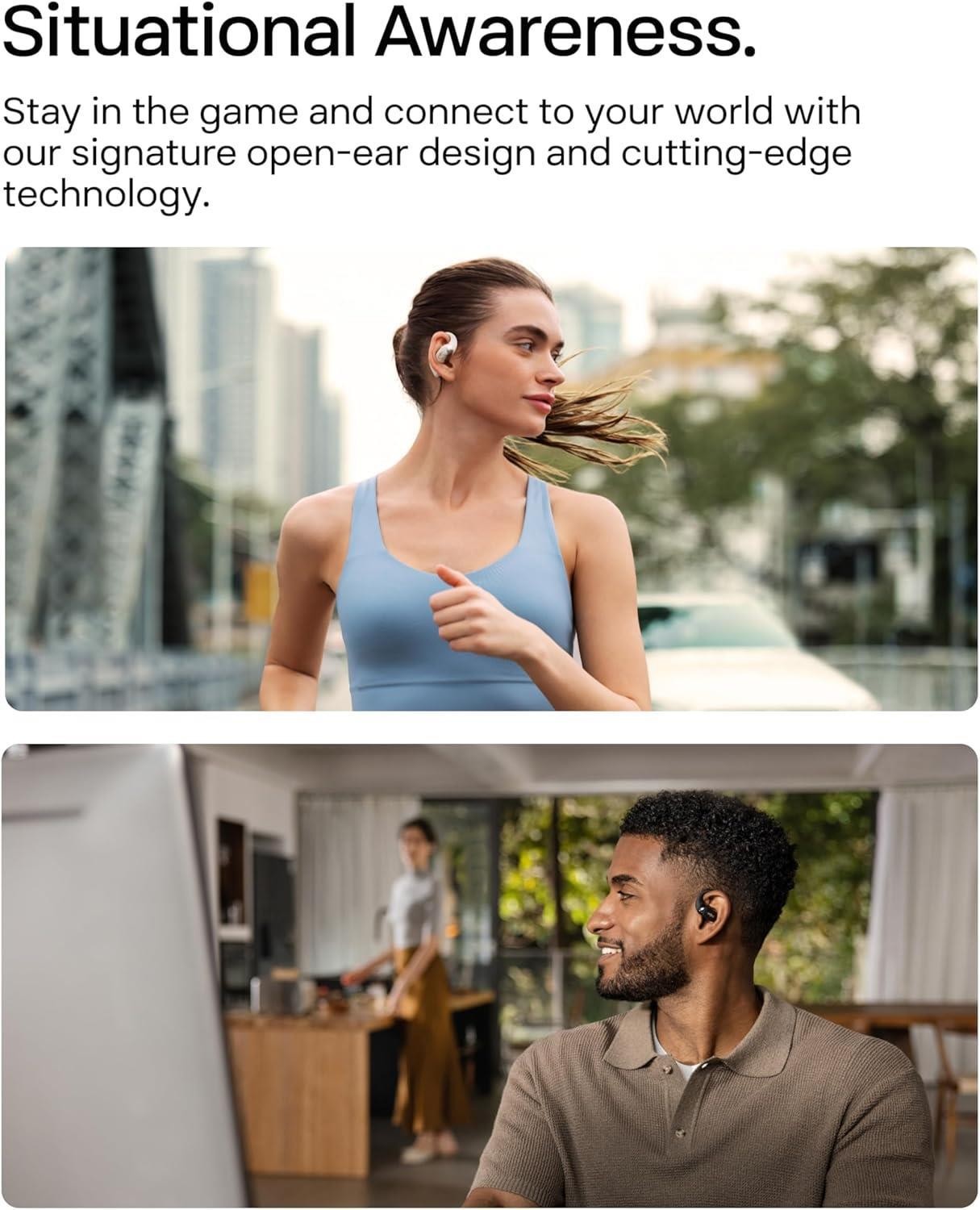 SHOKZ OpenFit 2 Open Ear Wireless Headphones Black T920 Excellent Condition