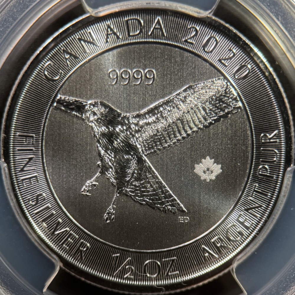 CANADA. 2020, 2 Dollars, Silver - PCGS MS68 - Top Pop 🥇 Red-Tailed Hawk, Maple