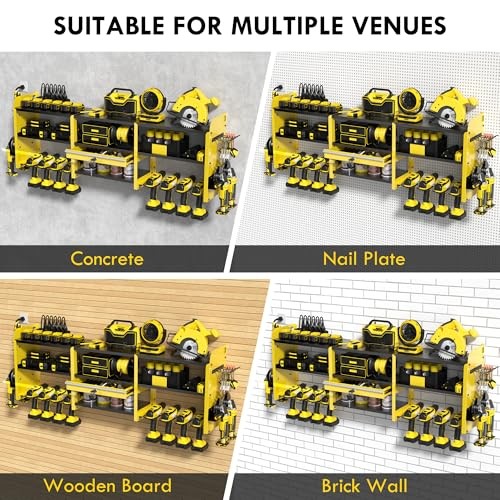 Large Power Tool Organizer Wall Mount with Locking Drawers, Grinder Yellow