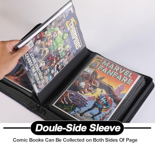 Comic Book Storage Binder with Sleeves - Holds 24 Regular & Bagged Comics, Class