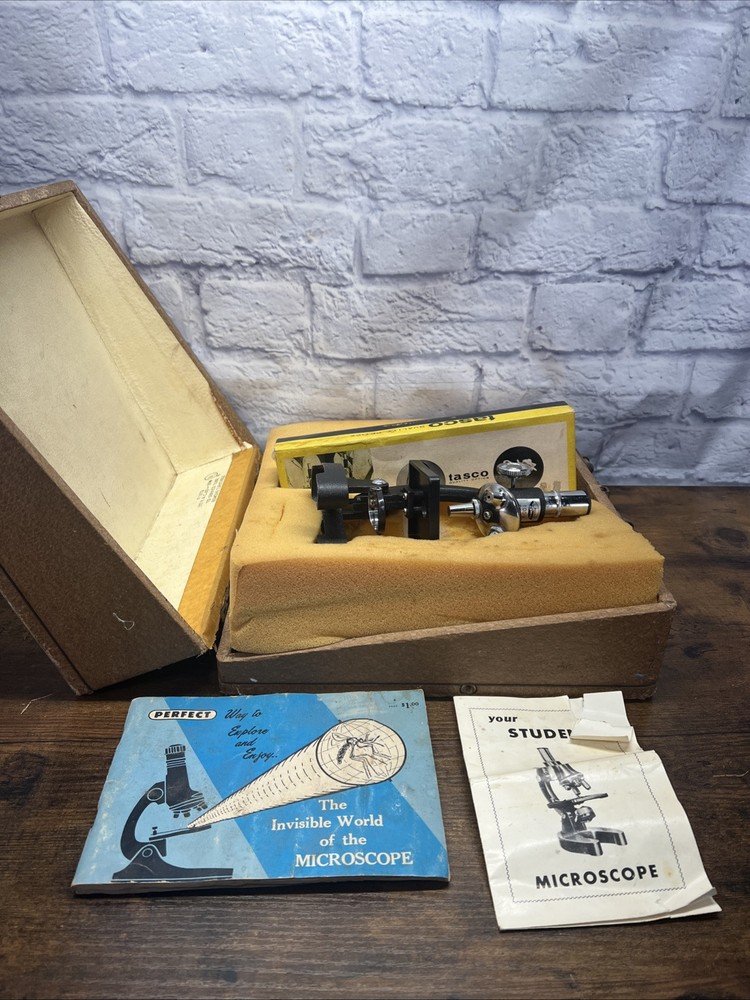 Vintage Creative Science Student School Microscope With Hard Philco Case Tasco