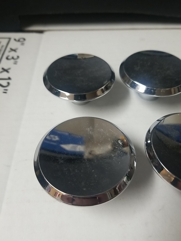 8 Vintage 1960s AJAX Chrome Beveled Concave 2" Round MCM Pull Knobs