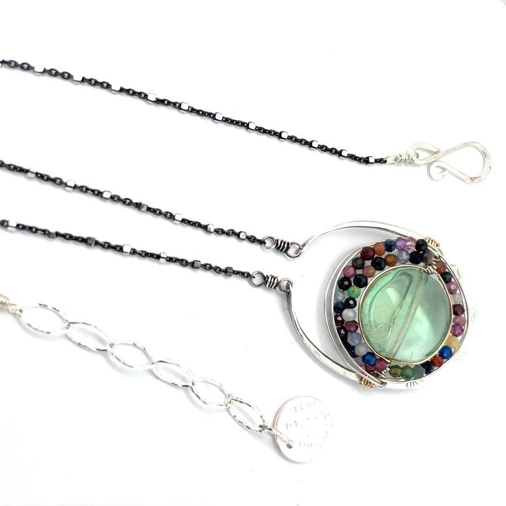 Fluorite Mixed Gemstone Pendant Necklace