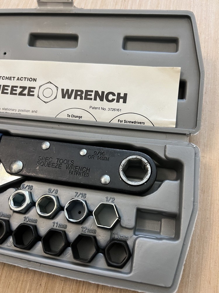 Spec Tools Ratcheting Squeeze Wrench Hand Tool With Case & Bits