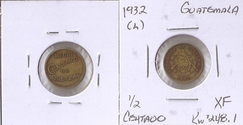 Guatemala 1/2 centavo (Medio) 1932 High grade!!!