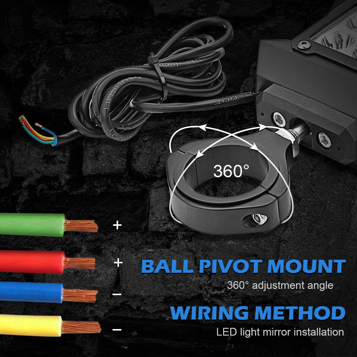 2PCS UTV Side Rear View Mirrors w/ Light for Polaris RZR 900 XP 1000 CAN-AM X3