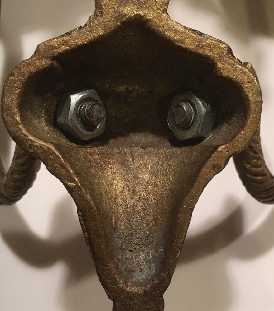 Large Ornate Brass Wall Sconce Two Candleholder