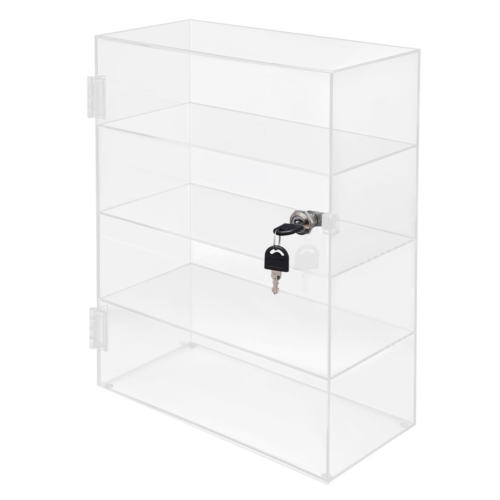 Clear Acrylic Counter Display Case Locking Cabinet 4 Layers Show Case US