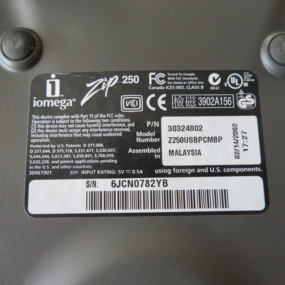 Iomega Zip 250 USB Powered External Drive With Cable READ!