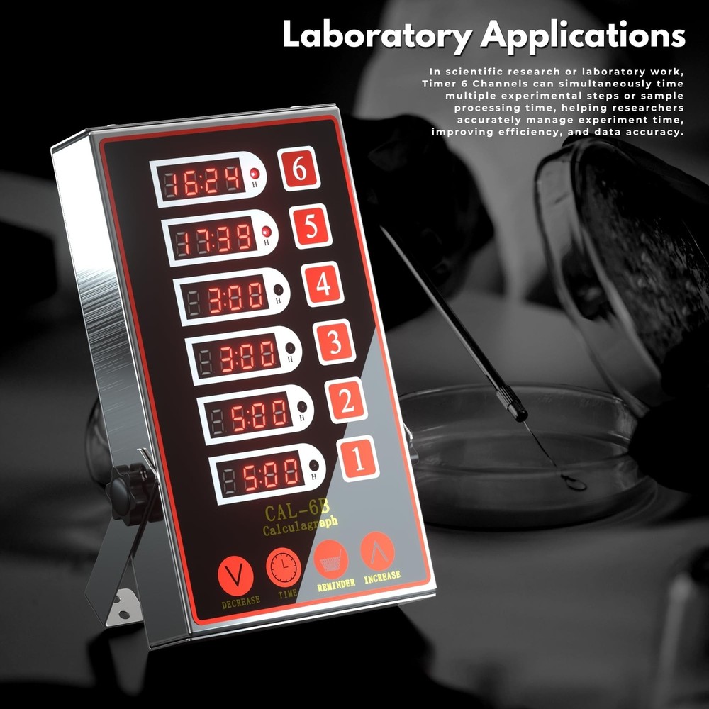 Commercial Kitchen Timer with 6 Channels, Professional LED Digital Timer for ...