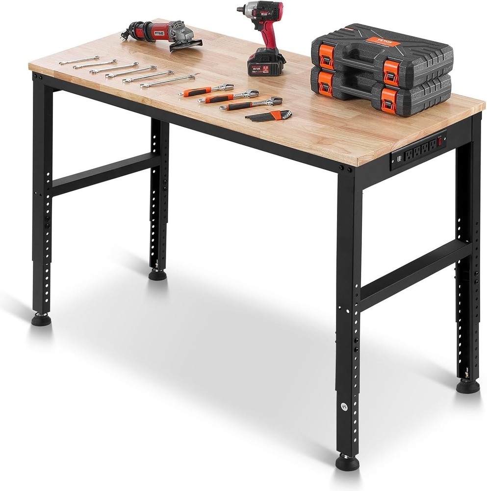 Versatile Adjustable Work Bench - 48 x 20 Inches, 2000 lbs with USB & AC Outlets