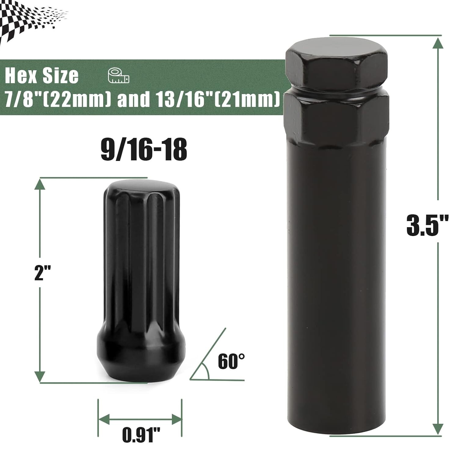 32pcs 9/16 x18 Black Lug Nut for 2002-2010 Ram 1500 1994-2011 Ram 2500 3500 8Lug