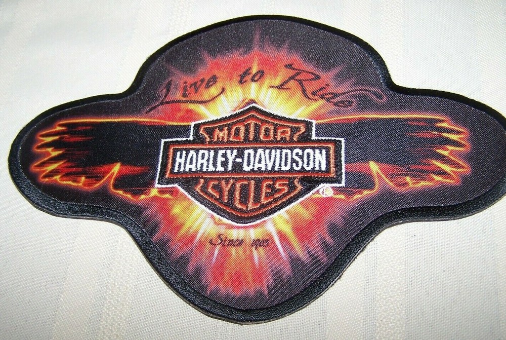 Harley Davidson Custom Eagle Fire Flame Black Orange Back Vest Patch 8 x 5