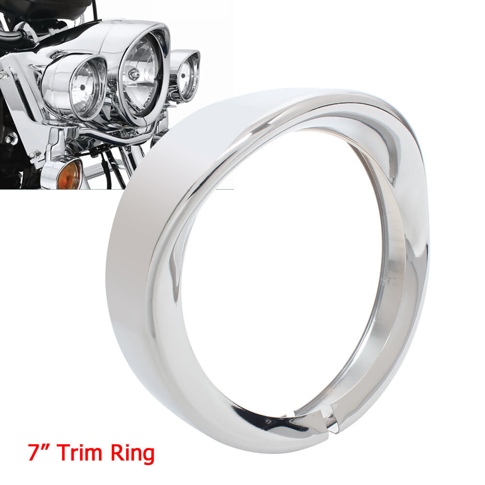 Chrome 7" Headlight Trim Ring Visor Bezel for Harley Touring Road King Softail