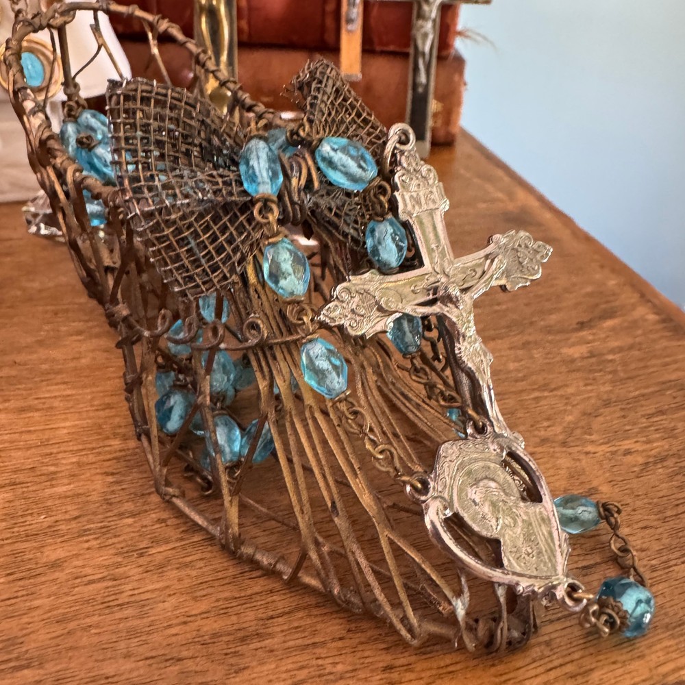 Vintage Blue Crystal Bead Rosary