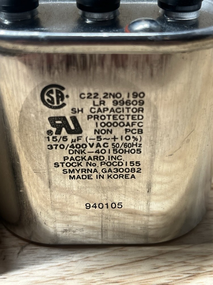 Packard PRCD155 Oval Run Capacitor 370V/400V