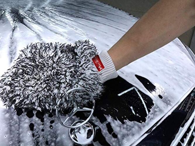 Universal Black & White Microfiber Wash Mitt - Premium Scratch-Free - Small