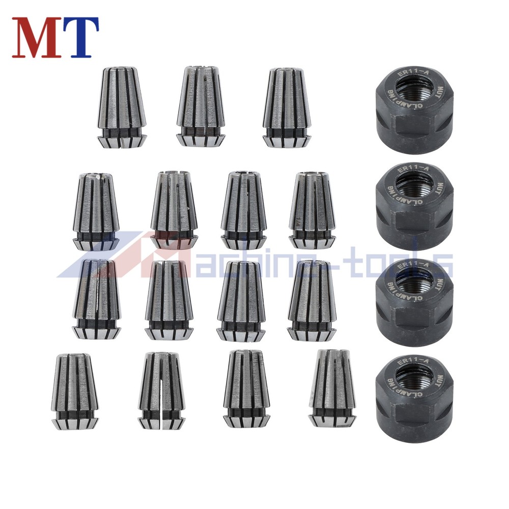 19pc ER11 Precision Collet Set for Mini CNC Mill Lathe M14 Thread Nuts