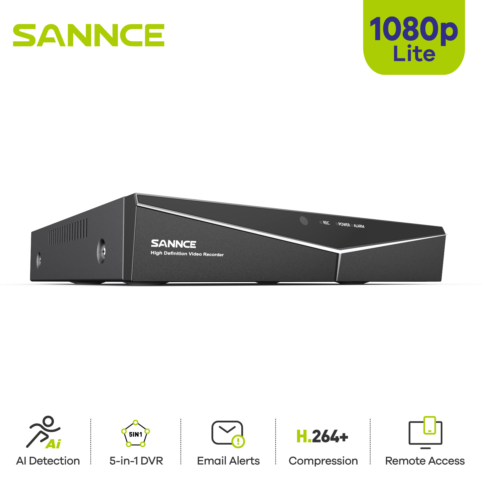 SANNCE HD 8CH 1080P Lite CCTV DVR TVI Video Recorder for Security Camera System