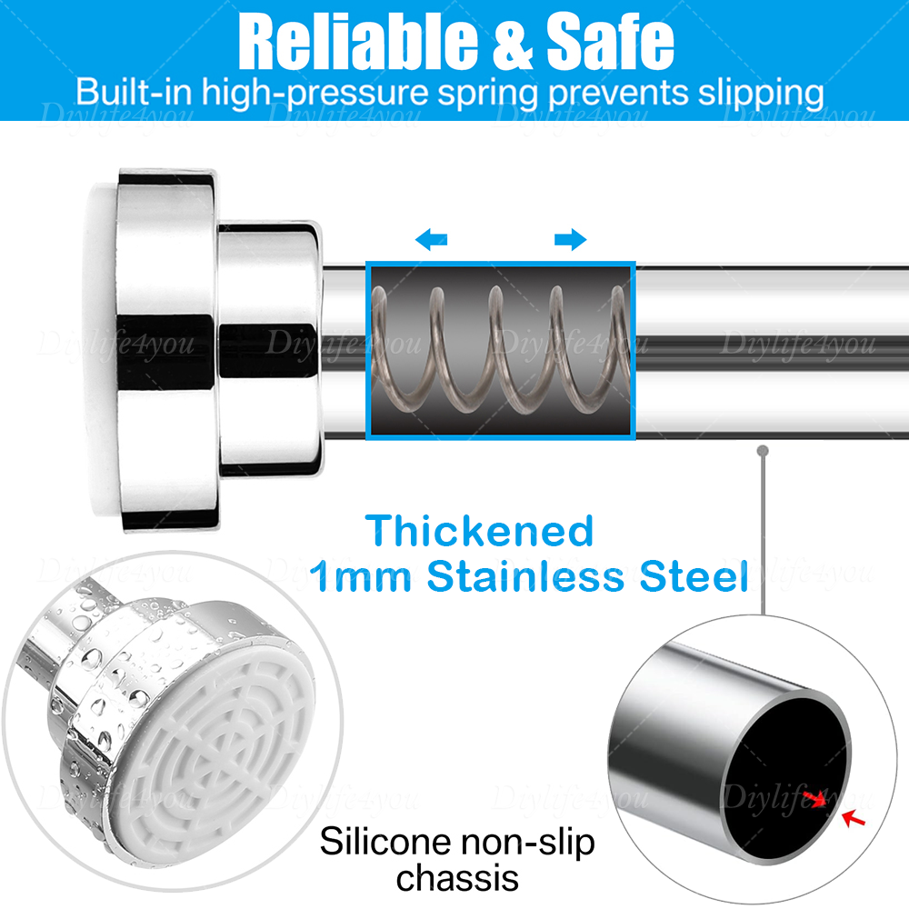 21in - 78in Stainless Steel Adjustable Telescopic Shower Curtain Rod Shower Kit