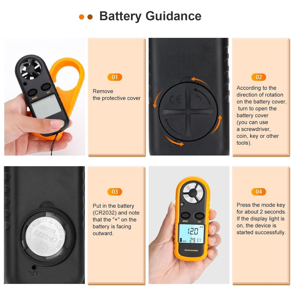 Handheld Digital Anemometer, Wind Speed & Temperature Meter LCD