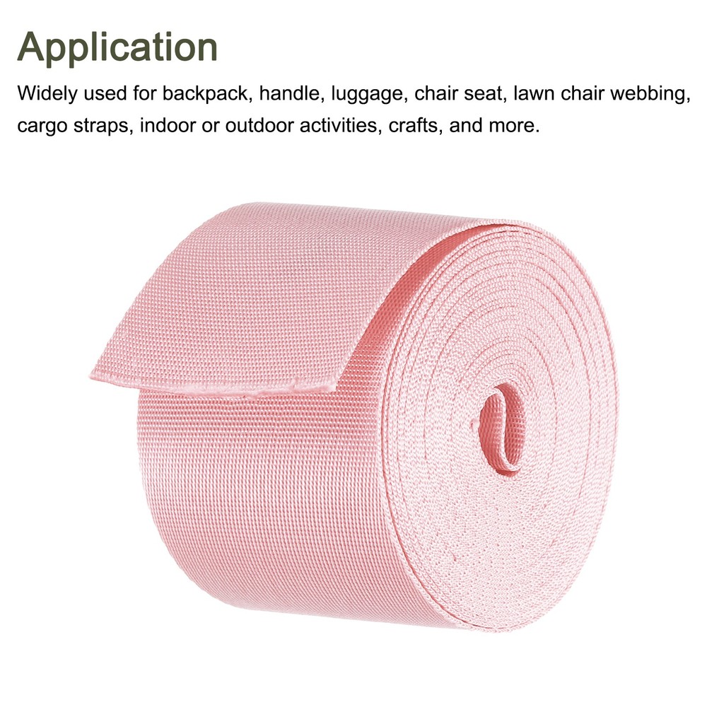 Flat Nylon Webbing Strap 2 Inch 5 Yards Light Rose Pink for Backpack