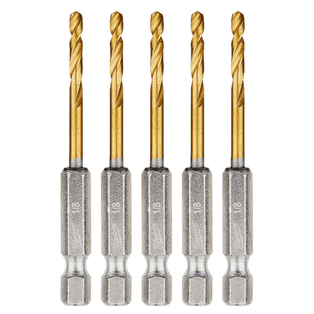 Milwaukee SHOCKWAVE™ 1/8" RED HELIX™ Titanium Drill Bit, 5-Pack