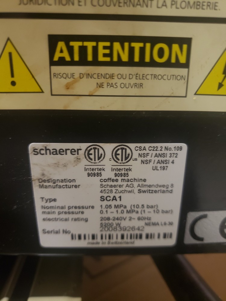 Schaerer Coffee Art Plus Type SCA1-Touchscreen Super Automatic Espresso Machine