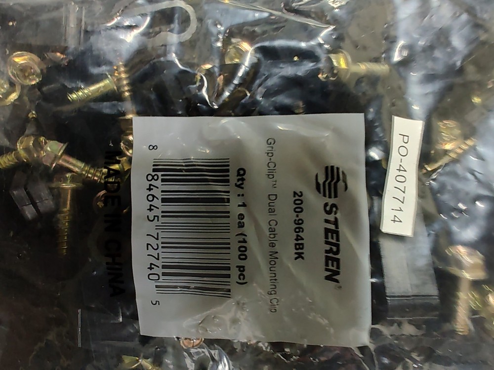 STEREN GRIP CLIP DUAL CABLE MOUNTING CLIP - BLACK 100 PCS