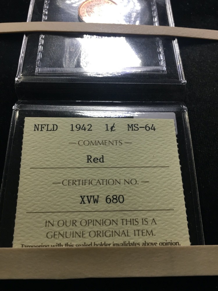 1942 ICCS Graded Newfoundland, Small One Cent, **MS-64**